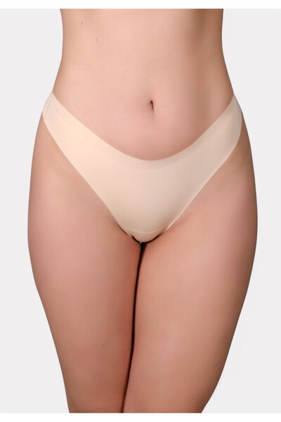 NEWBRA LINGERIE Σλιπ String Laser Cut New Bra με σιλικόνη Μπέζ - Μπεζ