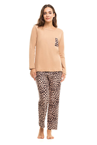 Cherry Underwear Πιτζάμα γυναικεία Animal Print - Μπεζ