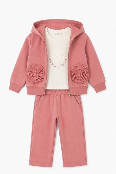 HAUSEkids 1-4 Years Old Smile Flower Girl's 3-Piece Set-Dried Rose
