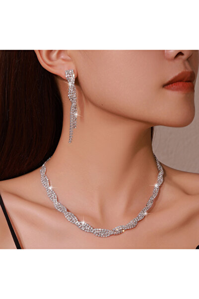 Tessero Set Bijuterii Dama Placat cu Aur 18K cu Pietre Zirconiu – Colier Tors...