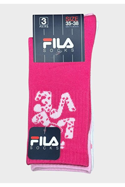 FILA Παιδικές Κάλτσες Κοριτσιού 3-Pack Ροζ & Λευκές με Καρδιές - Πολύχρωμο