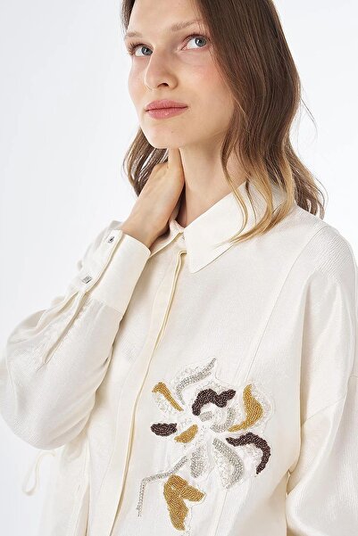 Kayra Satin Blouse Cream 21003