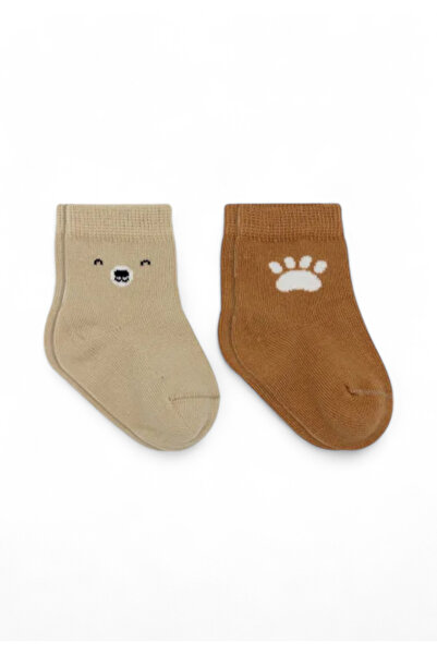 Biorganic Κάλτσες βρεφικές βαμβακερές Bear Feet 2 Τεμ. - Μπεζ