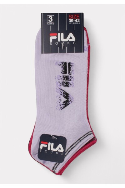 FILA Κάλτσες Ροζ, Λιλά & Μαύρο με Σπαστό Logo | Σετ 3 Ζευγάρια - Πολύχρωμο
