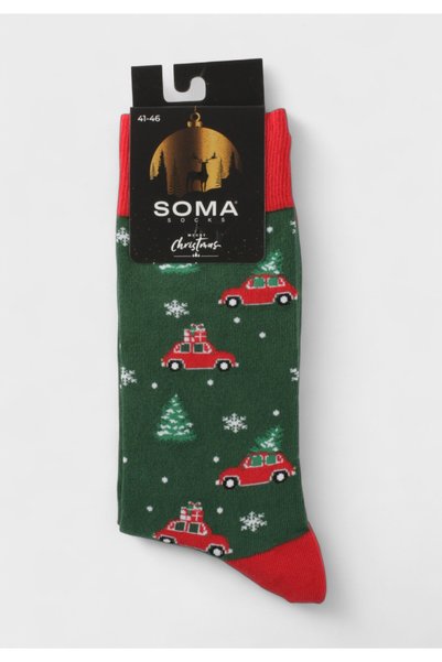 Soma Χριστουγεννιάτικες Κάλτσες Socks "Christmas Ride" - Πράσινο