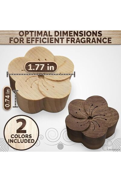 TERRIFI 2 Pcs Car Essential Oil Diffuser, Wooden Flower Vent Clip | Air Freshener, Minimalistic Decor Wood C