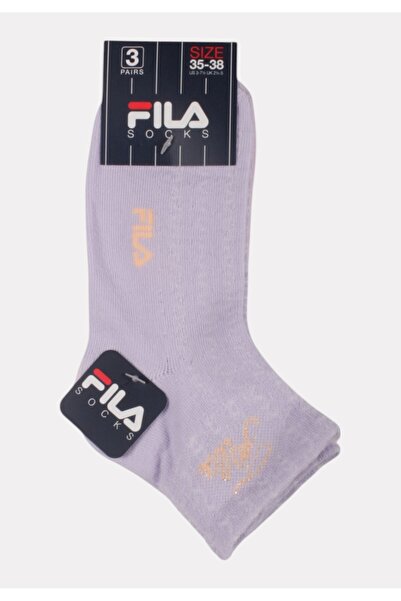 FILA Παιδικές κάλτσες σετ 3 ζεύγη με logo και glitter - Λιλά/Ροζ/Λευκό - Πολύ...
