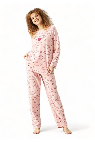 Siyah İnci Πιτζαμα γυναικεία Fleece Cute Cloudy - Ροζ