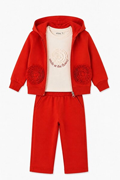 HAUSEkids 1-4 Years Old Smile Flower Girl's 3-Piece Set-Orange