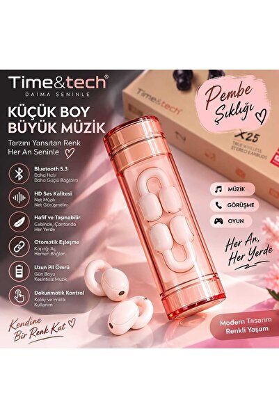 Time&Tech k25 klipsi tasarım kulaklık spor taşınabilir kulakiçi TWS