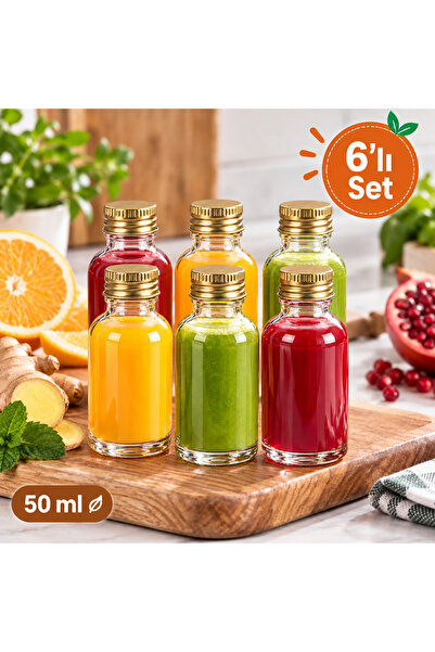 ARVALE 6 قطع من زجاجات الزنجبيل الزجاجية سعة 50 مل - زجاجة مشروبات صغيرة بغطا...