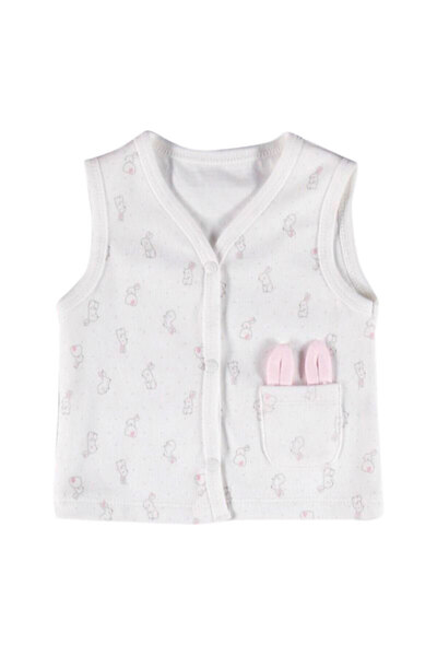 Biorganic Γιλέκο βρεφικό Mini Rabbit Pink - Λευκό