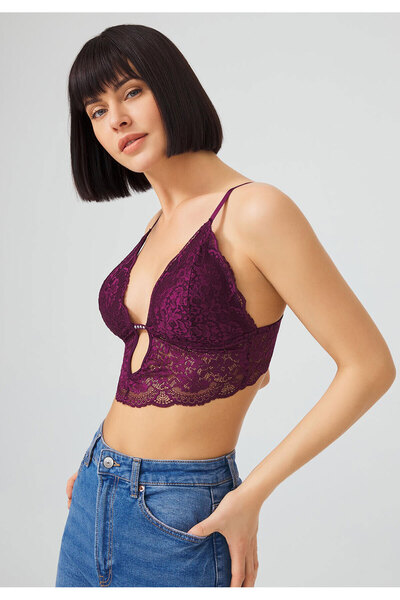 Cottonhill Bralette In Love - Μωβ