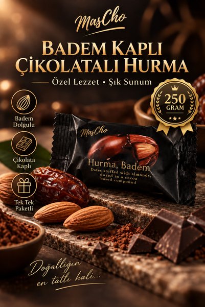İlkbenaldim Badem Dolgulu Bitter Çikolata Kaplı Hurma | 250 Gram