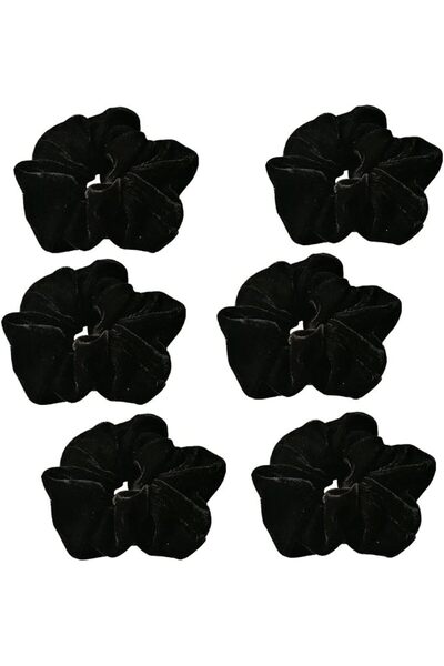 PIDOUDOU 6 Pcs Black Color Large Size Velvet Scrunchies for Women Hair Elasti...