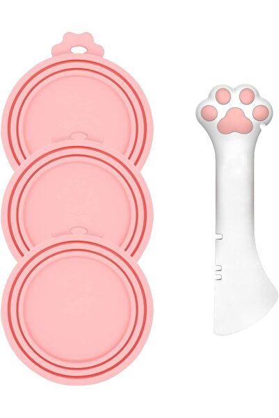 Doruimi 3 Pcs Pet Food Can Lids & One Can Spoon | Cute Paw Shape Opener Spatu...
