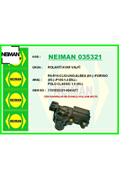 Rolanti ayar valfi r9-r19-clıo-uno-albea 05- -fıorıno 05- -p106-1.4 enj.-polo classıc 1.6 95-