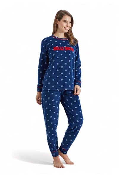 Siyah İnci Πιτζαμα γυναικεία Fleece Hello Snow - Μπλε