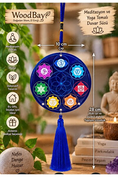 WoodBay Meditation Yoga Themed Wall Ornament 10 cm Diameter Decorative Hanger...