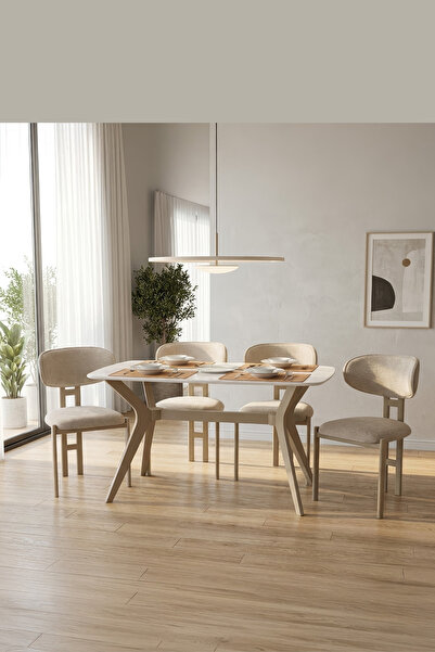 dekor fim DFY105 120x80 MDF Mutfak Masası Modern Dikdörtgen 4 Kişilik Yemek M...
