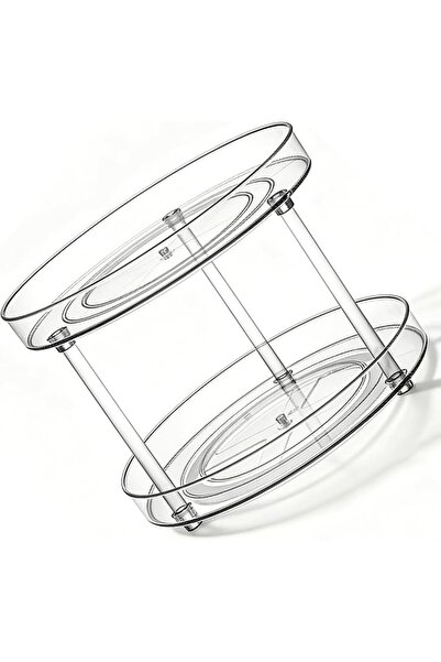 Duomama 360° Rotating Lazy Susan Organizer - Clear 2-Tier Spice Rack Turntabl...