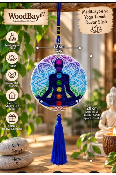 WoodBay Meditation Yoga Themed Wall Ornament 10 cm Diameter Decorative Hanger...