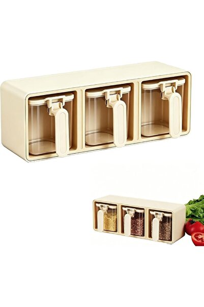 GENERAL Seasoning Box, Clear Seasoning Storage Container Rack Combo Set Wall-...