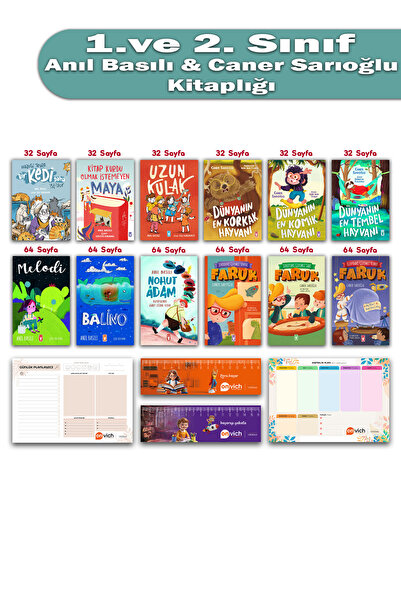 Timaş Çocuk 1. ve 2. Sınıf Anıl Basılı Caner Sarıoğlu Süper Set 12 Kitap - Fa...