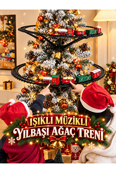 TOHA 93 Cm Sesli ve Işıklı Yılbaşı Ağaç Treni – Müzikli Hareketli Noel Ağacı ...