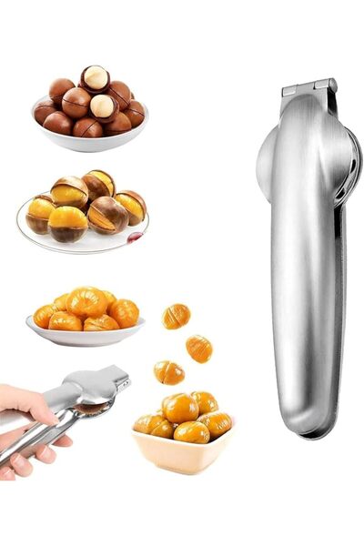 Yelajoy 2 in 1 Stainless Steel Chestnut Cutter & Tongs – Heavy Duty Multifunc...