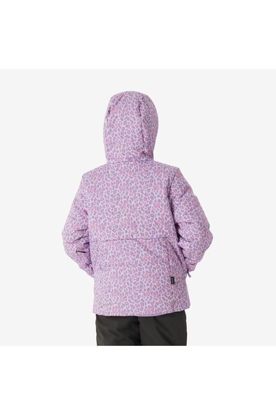 Decathlon Çocuk Şişme Kayak Montu - 6/14 Yaş - Eflatun/Leopar Desenli - 100 Warm