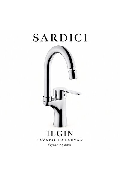 Sardıcı Ilgın Oynar Başlıklı Lavabo Bataryası Krom Pirinç Gövde Çift Su Girişli