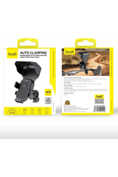 Budi Cm598B Bicycle Motorcycle Phone Holder Bike Phone Mount Sunscreen Rainpr...