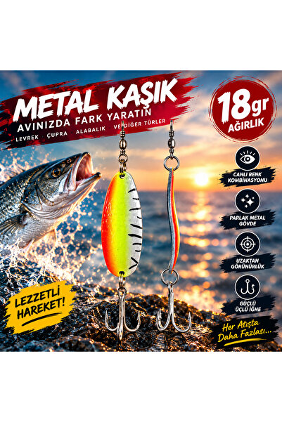 summitsport Olta Kaşığı Balık Yemi Renkli Kaşık 3 İğneli Olta Kaşığı Deniz-Ta...