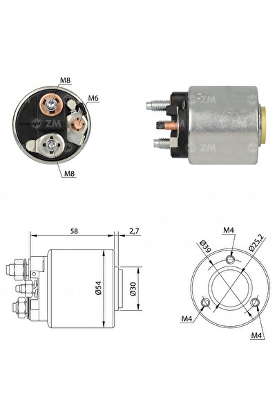 ZM 591 Starter Solenoid 12V D6Ra162 with Bolt Opel Astra F - Calibra - Corsa ...