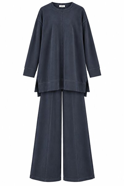 Pulli Collection Bisiklet Yaka Pike Kumaş Salaş Tunik Pantolon İkili Takım