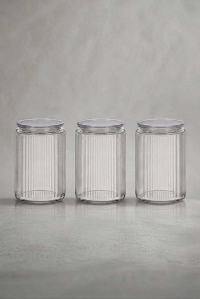 Sarina Glass 3'lü Kristal Vakum Kapaklı Diamond Cam Saklama Kavanozu Seti 150...