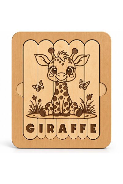 ROKH 🧩   Montessori Wooden Giraffe Puzzle 20X25 cm |   Giraffe Themed Educat...