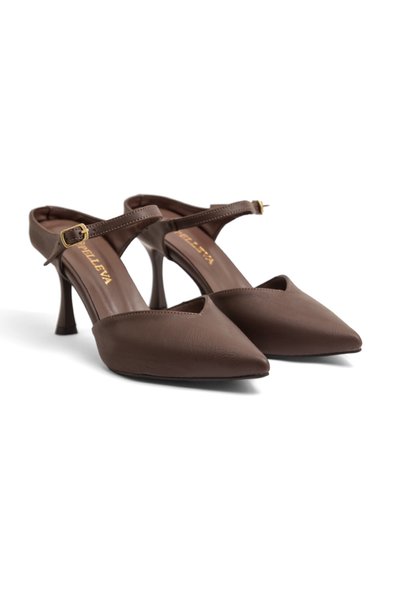 PELLEVA Women's Pointed Toe V-Cut Back Heeled Shoes with 8 cm Heel, New Model Trendy Stylish Heeled Shoes