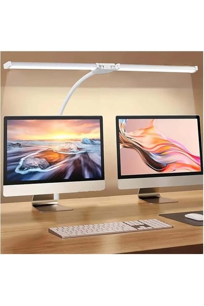 Lukione LED Desk Lamp for Home Office, Double Head LED Desk Lamp with Clamp 80CM