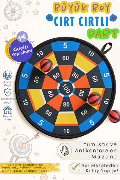 Hsport Büyük Boy Cırt Cırtlı Dart Seti 38cm Güvenli Yapışkanlı Top Atma Hedef Oyunu Eğitici Oyuncak (