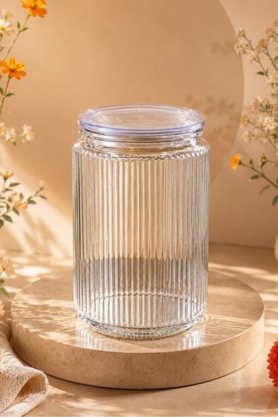 Sarina Glass Kristal Vakum Kapaklı Diamond Cam Kavanoz 1500 cc