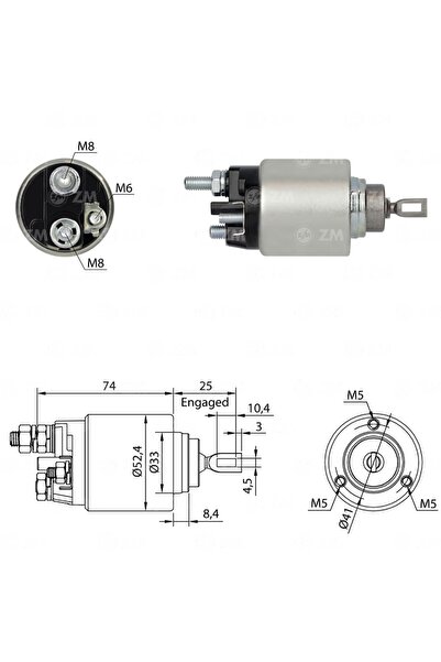 ZM 1381 Starter Solenoid 12V Alfa Romeo Giulietta - Mito / Citroen Jumper - N...