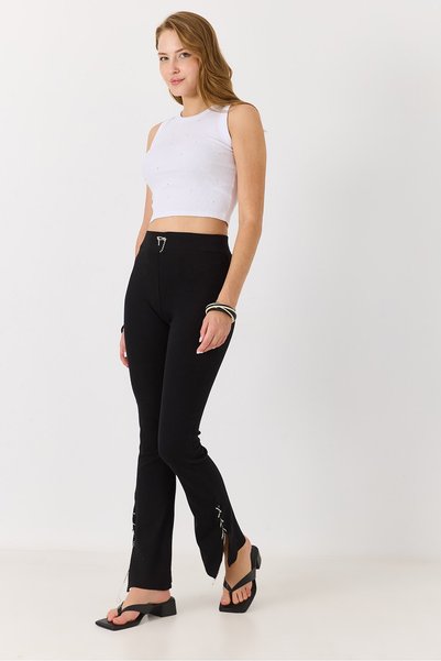 Raneel Kazançlı Alışveriş Women's Stone Detailed Spanish Style High Waist Rib...