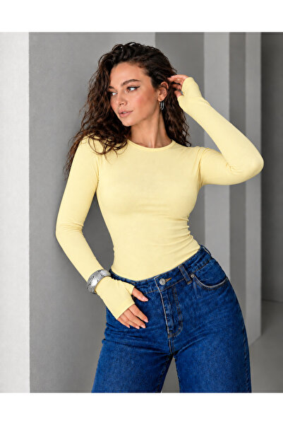 Starlight Women's Crew Neck 100% Cotton Lycra Body with Finger Detail