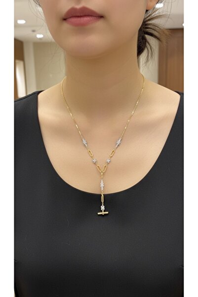 Gold & Silver Zirkon Taş Detay Kolye