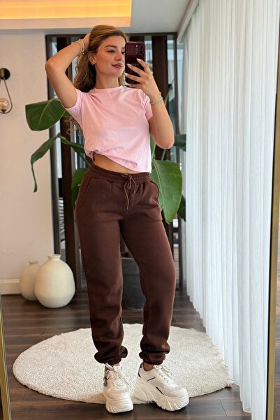 Raneel Kazançlı Alışveriş Women's Elastic Waist/Cut-On Waist 3 Thread Sweatpa...