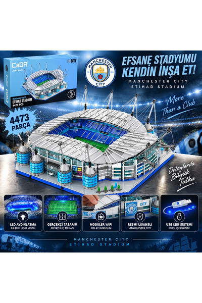 Cici Oyuncak 4473 Parça LED Işıklı Manchester City Etihad Stadyumu Yapı Blok ...