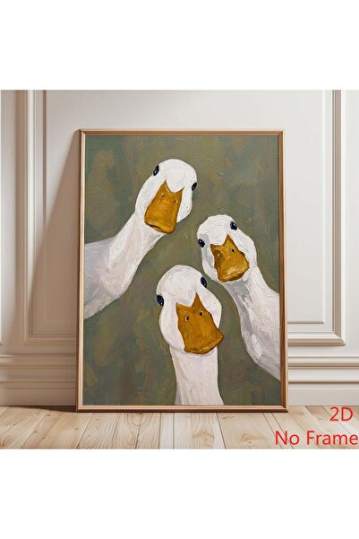 Generic Brand 1pc Funny Goose Three White Ducks Farmhouse Canvas Wall Art Pri...