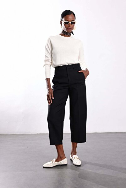 5in1Canpolat Black Barrel Fabric Trousers 442